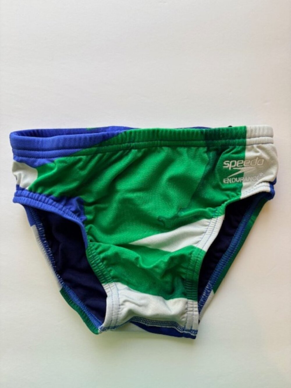 Speedo Glimmer Brief Youth Boys ML 24 Endurance+ Train Swimwear Blue Green New